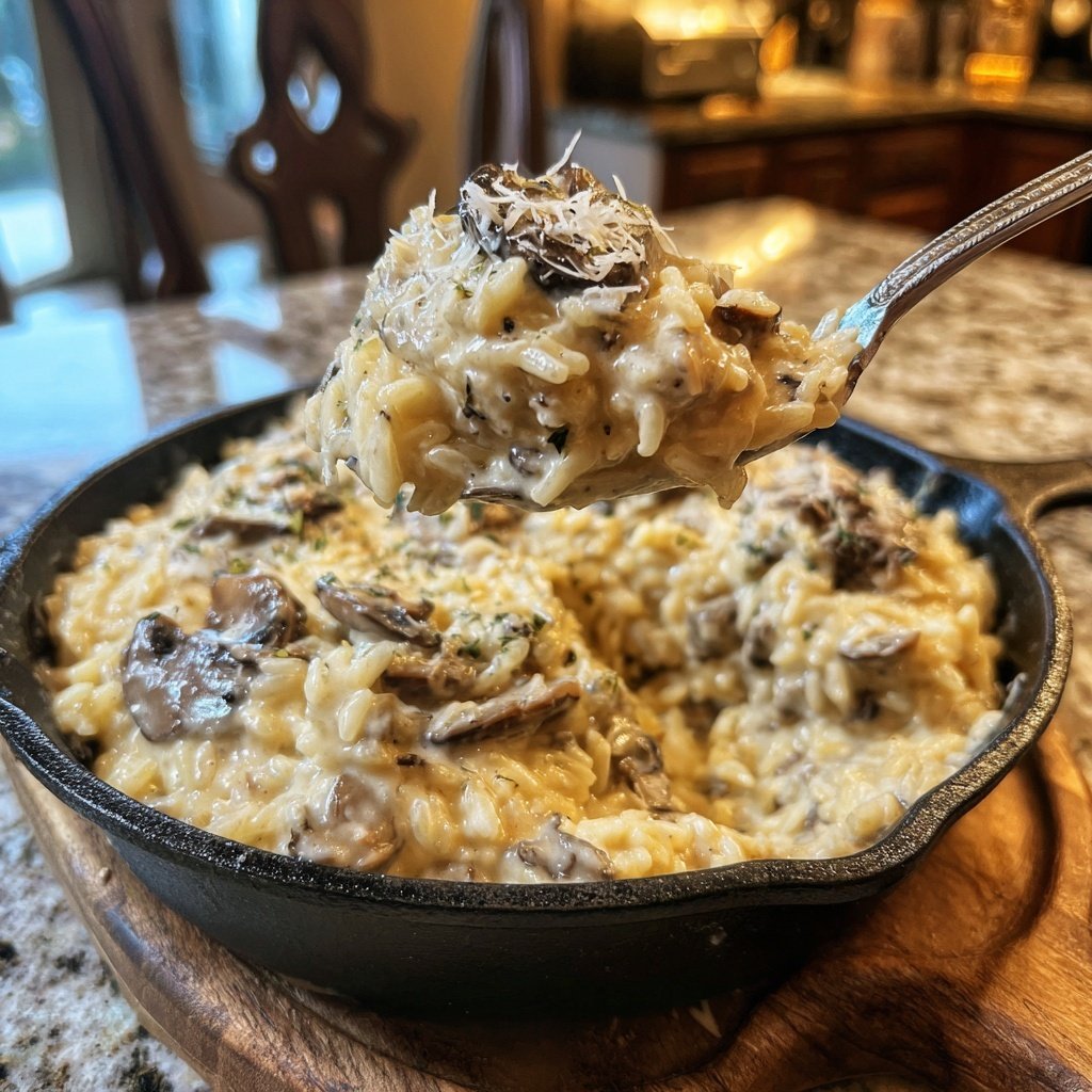 Creamy Mushroom Rice with Garlic Oil