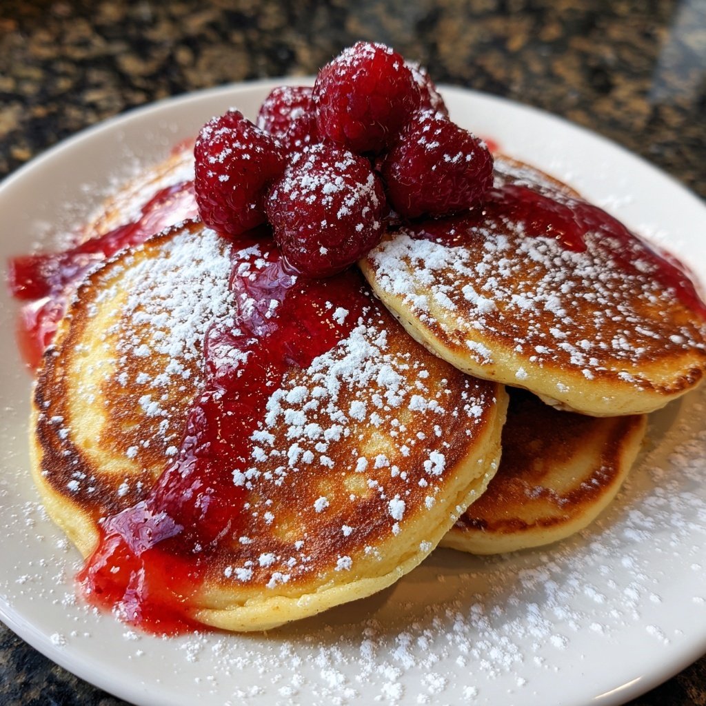 Valentines Breakfast Raspberry Pancakes