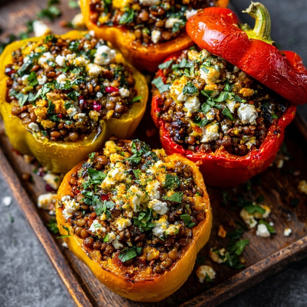 Mediterranean Lentil Stuffed Peppers