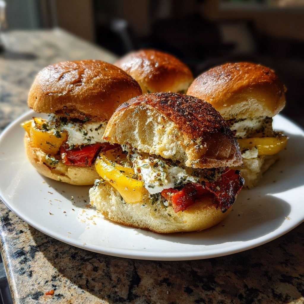 Easy Slider Roasted Pepper Feta Sliders