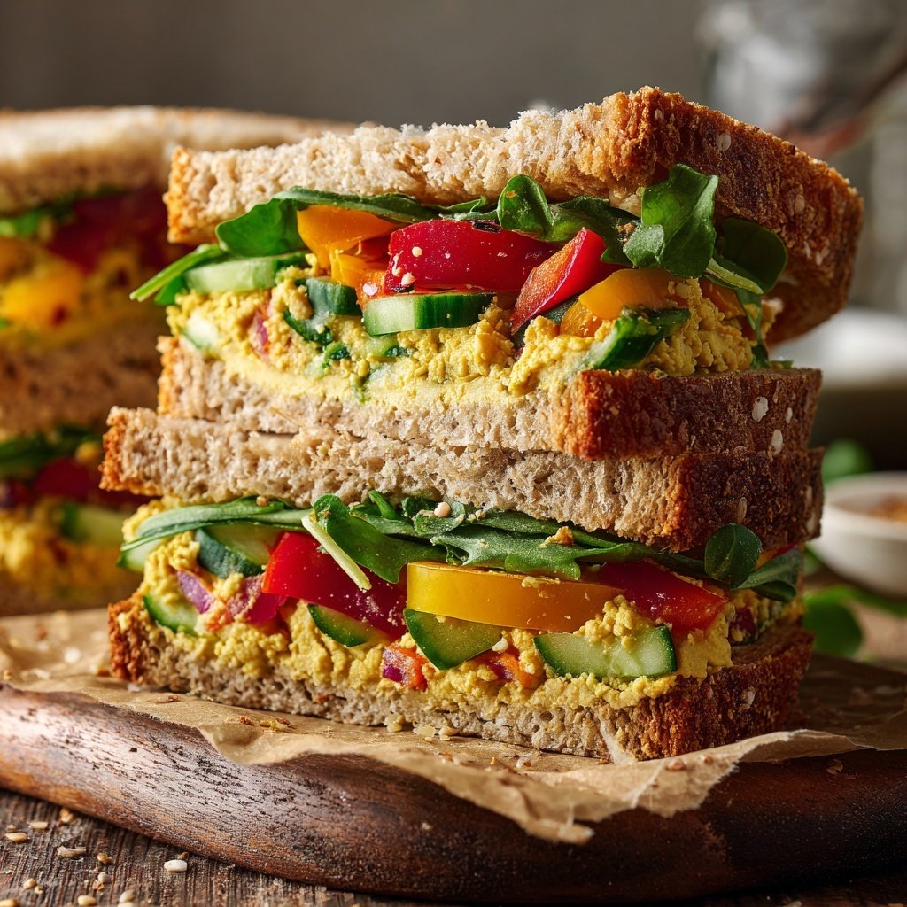Healthy Lunch Hummus Veggie Sandwiches