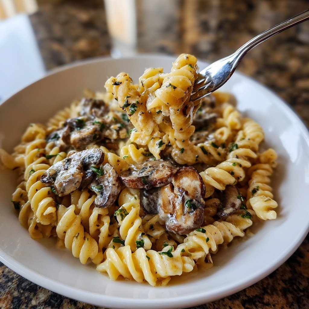 One Pot Creamy Mushroom Pasta