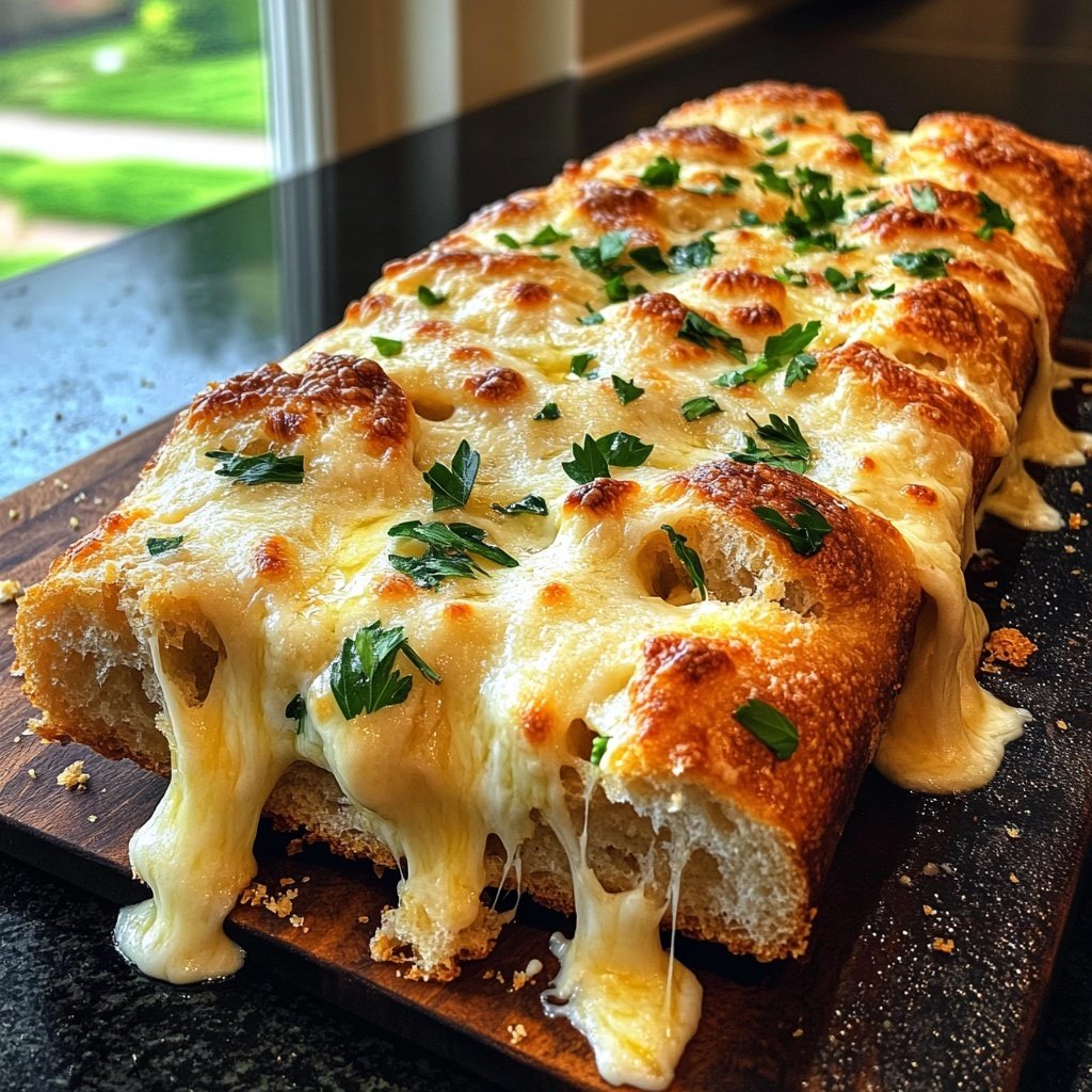 Super Bowl Appetizer Cheesy Garlic Bread