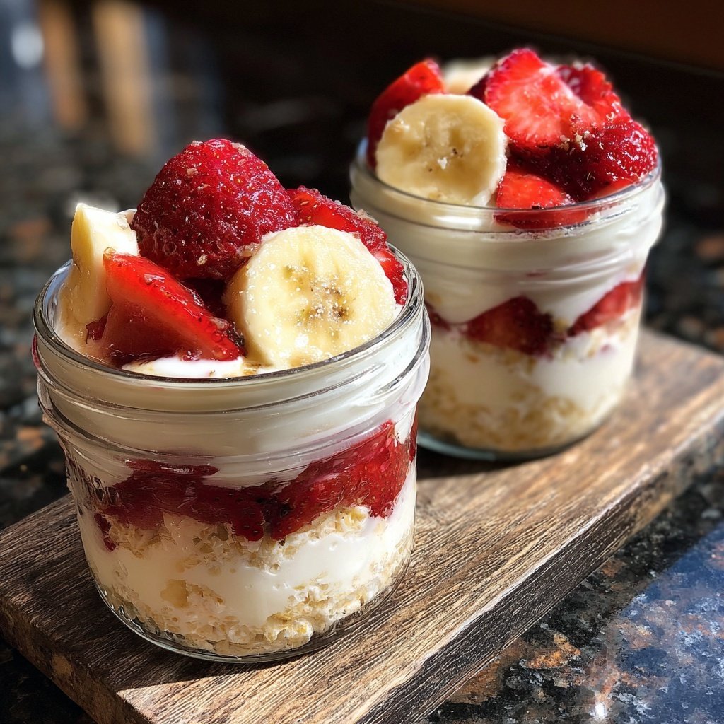 Strawberry Banana Breakfast Jars